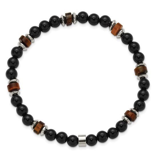 Black Onyx and Tiger's Eye Stretch Bracelet
