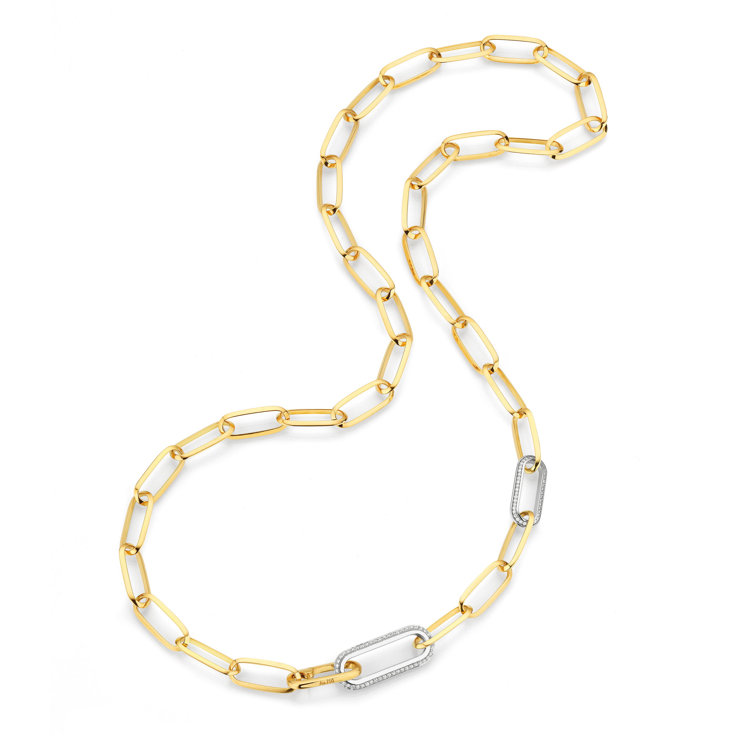 Crafted in 18k gold, this two-tone paperclip link bracelet features sleek alternating links with select diamond accents for a subtle sparkle. A modern classic that’s easy to wear solo or stacked.-18k yellow gold-DiamondsItem# 808-2000291 Two-Tone Paperclip Link and Diamond Bracelet