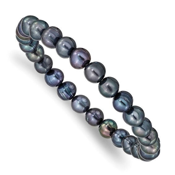 Enhance your jewelry collection with the sophisticated elegance of our Freshwater Peacock Pearl Stretch Bracelet. This enchanting piece features lustrous peacock pearls, renowned for their captivating iridescence and rich hues that shimmer in various shades of green, blue, and purple. -Peacock pearls-Size, 7"Item# Helios-00012 Freshwater Peacock Pearl Stretch Bracelet