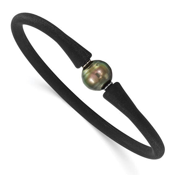 Introducing the Tahitian Pearl Cord Bracelet – where elegance meets resilience. Its minimalist design allows the natural beauty of the pearl to shine, making it suitable for any occasion – from casual outings to special events. Each pearl is carefully selected to ensure exceptional quality and a mesmerizing appearance that captures the essence of the ocean.-Tahitian pearl-Silicone-Size, 7"Item# Helios-00013 Tahitian Pearl Cord Bracelet