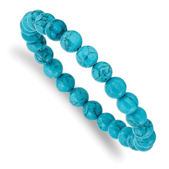 Introducing our Turquoise Agate Stretch Bracelet, a stunning piece that effortlessly combines timeless elegance with contemporary charm. This bracelet features genuine turquoise agate beads, each one showcasing unique natural patterns and vibrant hues of blue and green that evoke the serene beauty of tranquil waters. -Turquoise agate beads-Size, 7"Item# Helios-00021 Turquoise Agate Stretch Bracelet