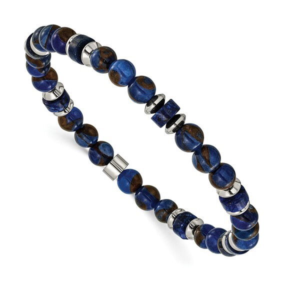 Introducing our exquisite Golden Lapis Stretch Bracelet, a stunning piece that effortlessly combines elegance and comfort. This beautiful bracelet features mesmerizing lapis lazuli stones, each hand-selected to showcase their deep blue hue and delicate flecks of gold-like pyrite. -Golden lapis-Sterling silver beads-Size, 7.25"Item# Helios-00029 Golden Lapis Stretch Bracelet