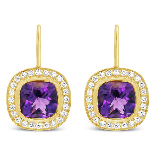Legacy ICON amethyst and diamond earrings in 18k yellow gold