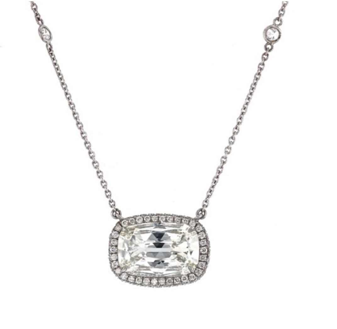 Elongated Cushion Pendant on Diamonds-By-The-Yard Chain