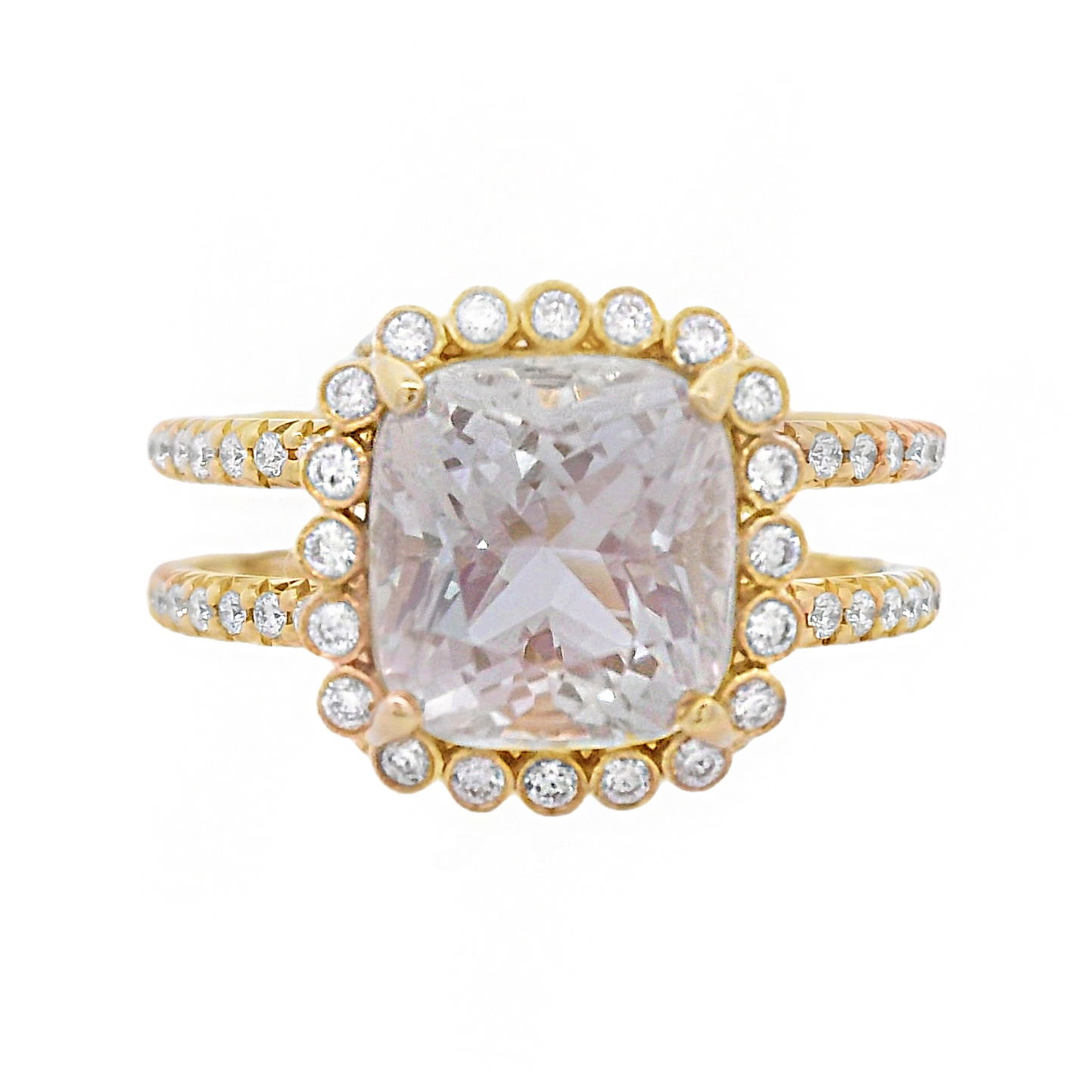 Elegant and luminous, this 18k yellow gold ring features a 3.11-carat moonstone with a captivating glow. Surrounded by 0.78 carats of sparkling diamonds, it offers a soft, ethereal beauty with a refined touch of brilliance.-18k Yellow gold -Moonstone, 3.11ct -Diamonds, F-G/ VS 0.78cts Item# 200-2000146 Emily Ann Ring