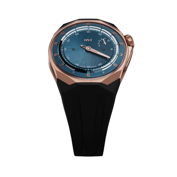 Closeup photo of T1 5N Red Gold and Titanium Deep Blue