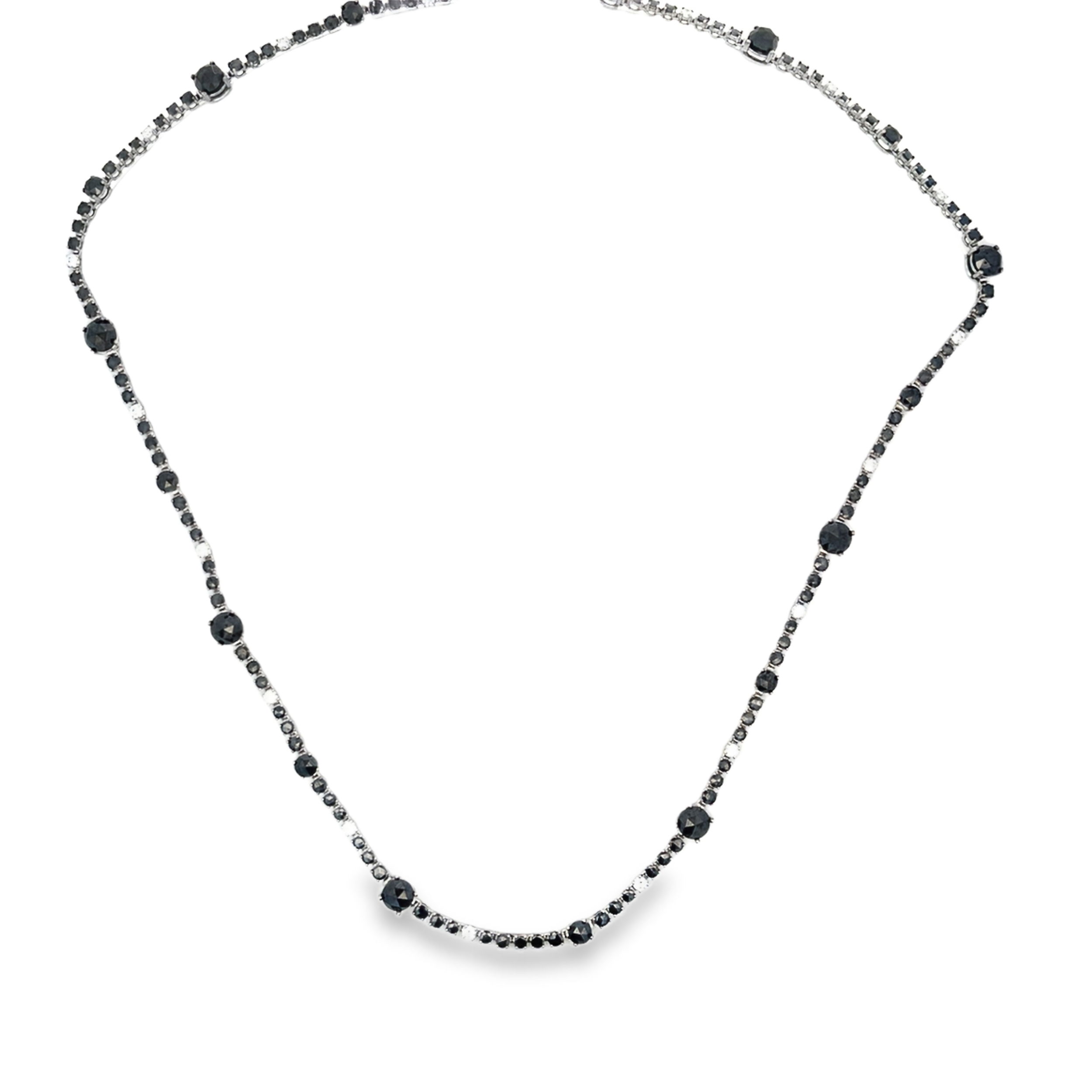 Black and White Diamond Line Necklace