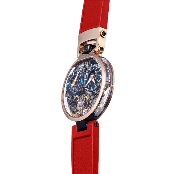 The Ottantasei tourbillon—the latest creation born of the passionate partnership between BOVET and Pininfarina—attests to the two Maisons’ shared alchemy, which enables them to achieve the accuracy that characterizes this exceptional timepiece.Key Features:Case: 44mm; 18K red gold, Black DLC crownDial: Blue lacquered dial, hour and minutesMovement: Hand-wound Haute Horologie movement with a tourbillon mechanismCaliber: 17BM03MMComplications: 10 day Power reserve Weight of timepiece: 112.8grItem# time-00105 Pininfarina Ottantasei
