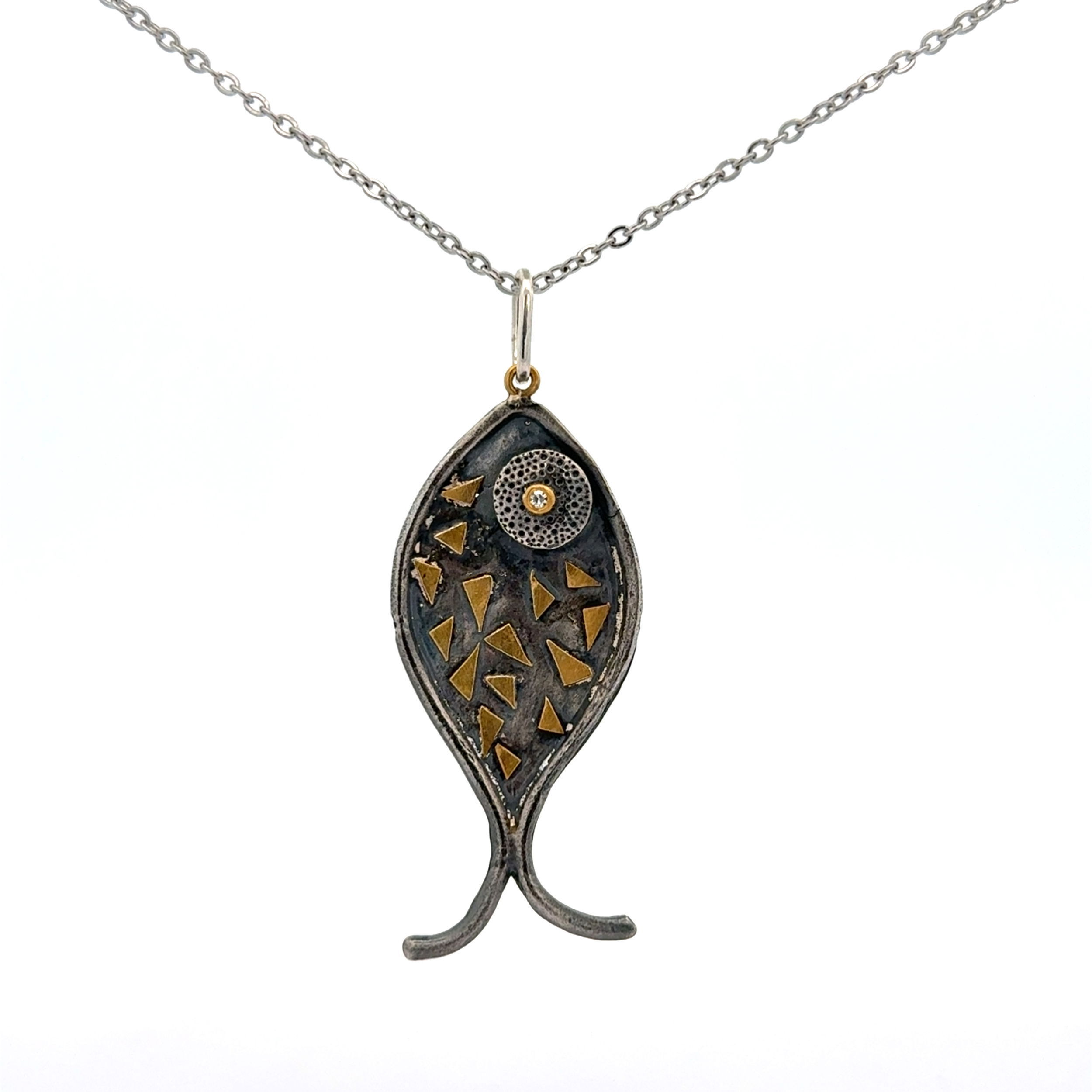 Mixed-Materials Fish Pendant