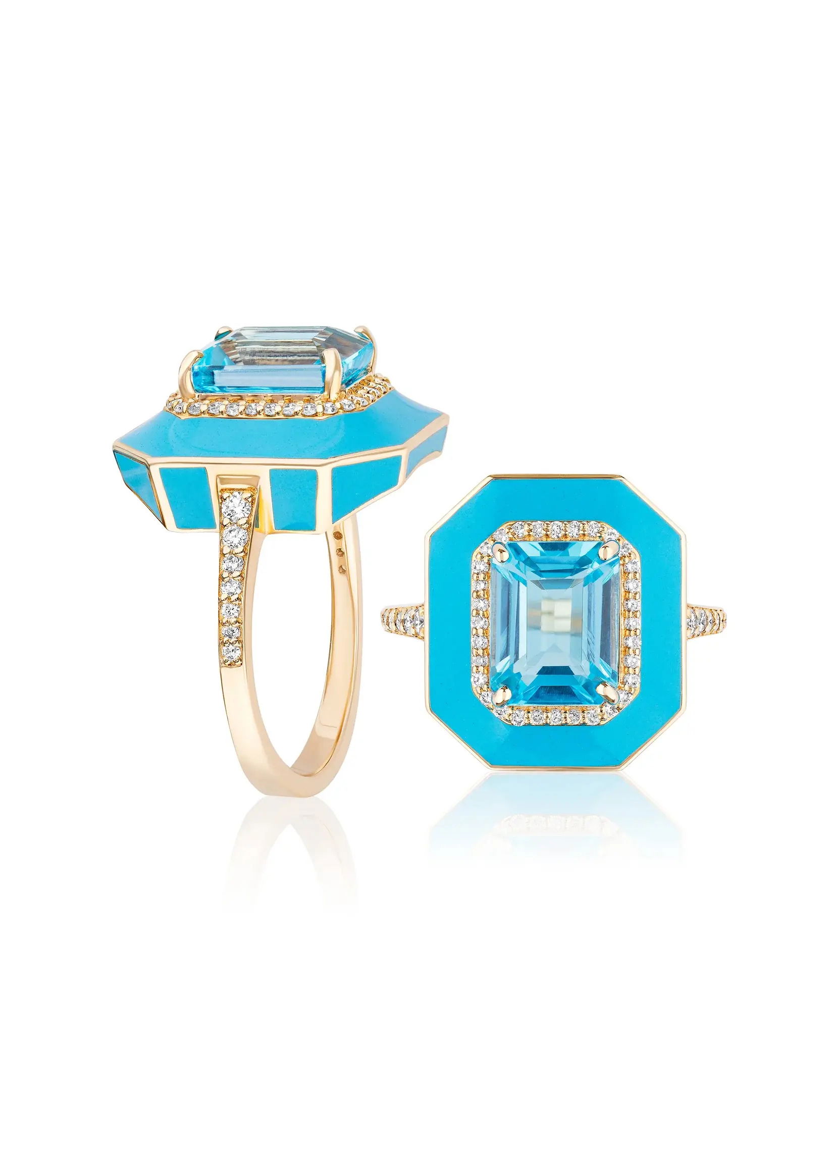 'Queen' Blue Topaz and Enamel Ring
