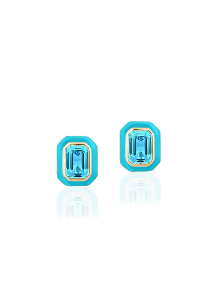 'Queen' Blue Topaz Stud Earrings
