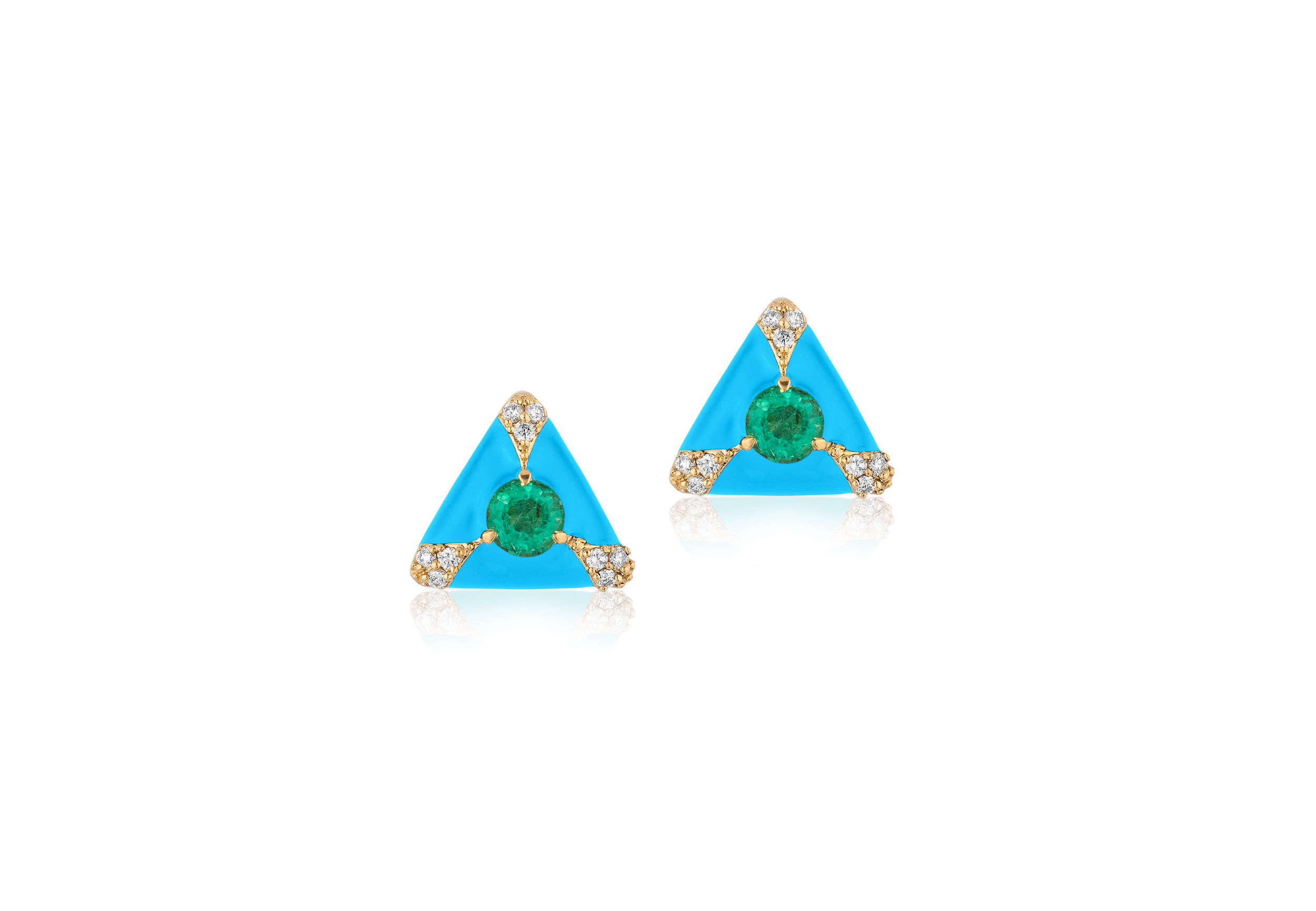 'Queen' Emerald and Diamond Stud Earrings