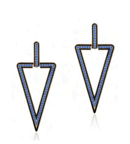 Blue sapphire with black18k Yellow gold-Blue sapphires, 2.42ctsItem# 210-2000080 'Queen' Blue Sapphire Earrings