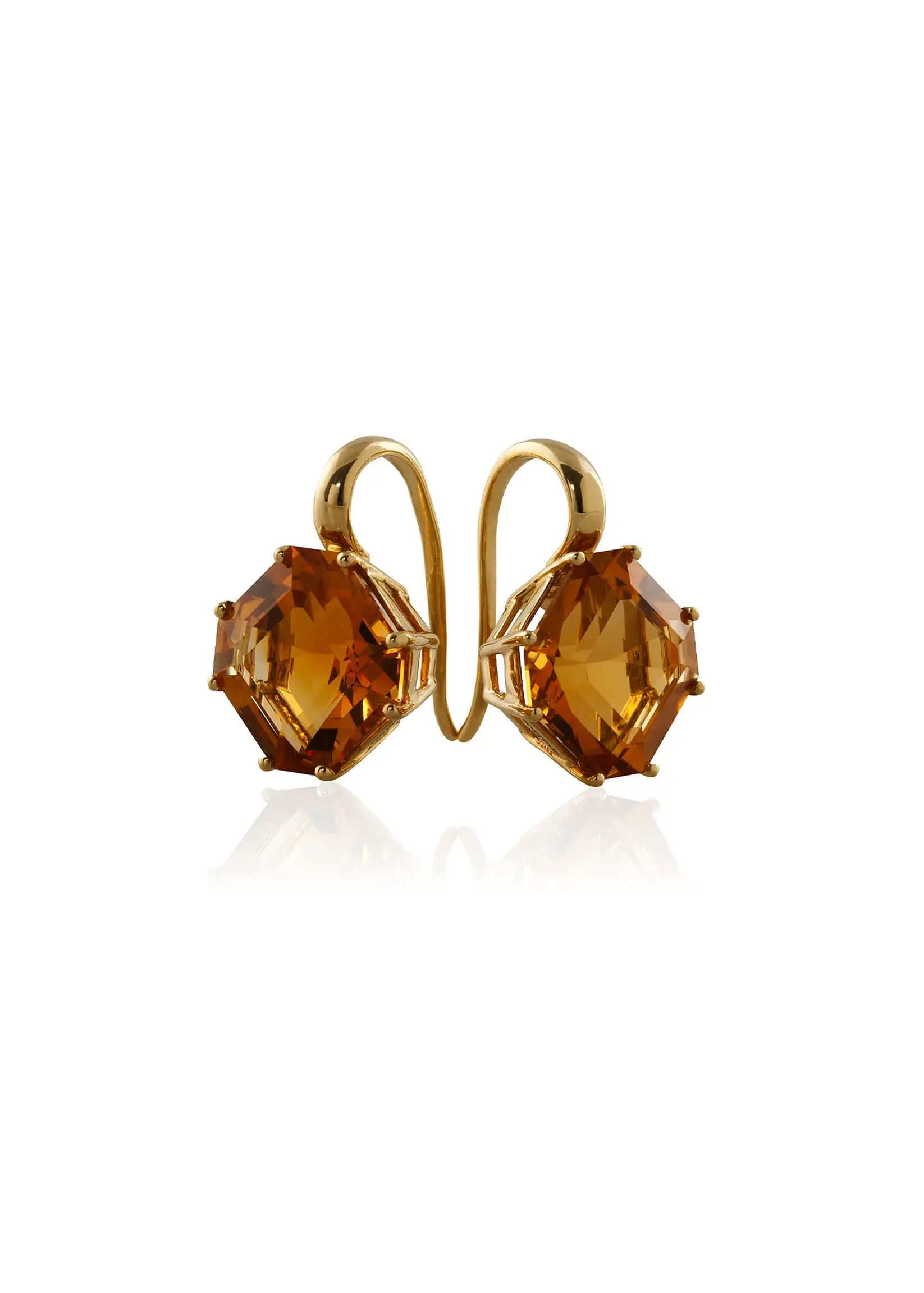 A daring hexagonal silhouette lends a bold twist to these leverback earrings from the Gossip Collection.18k Yellow gold-Citrine, 13.13ctsItem# 210-2000082 'Gossip' Citrine Earrings