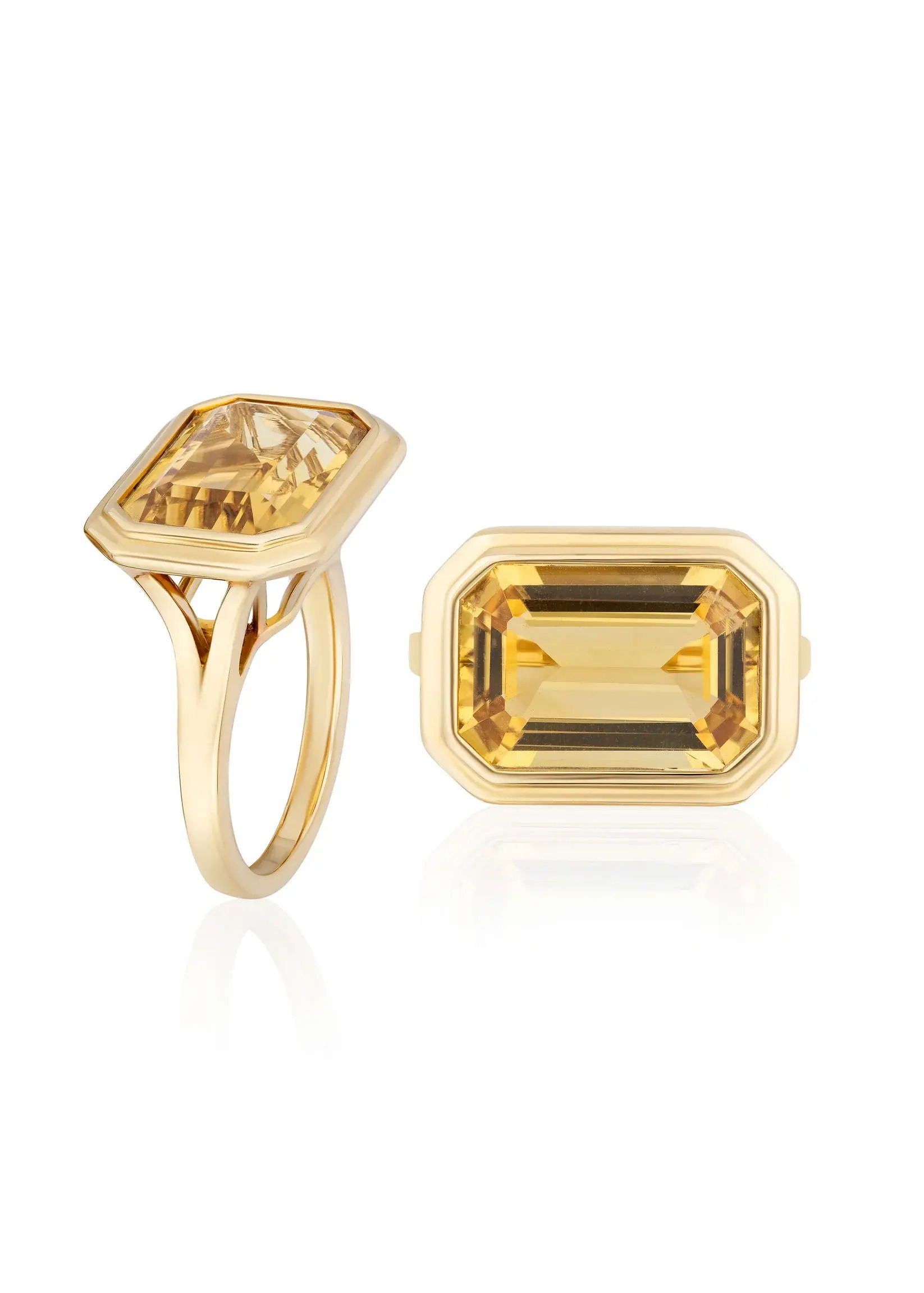 With bold proportions and clean lines, the Manhattan Emerald-Cut Ring commands attention through its sculptural simplicity - an iconic silhouette redefined with a modern edge.18k Yellow gold-Citrine, 6.65ctsItem# 200-2000159 'Manhattan' Citrine Ring