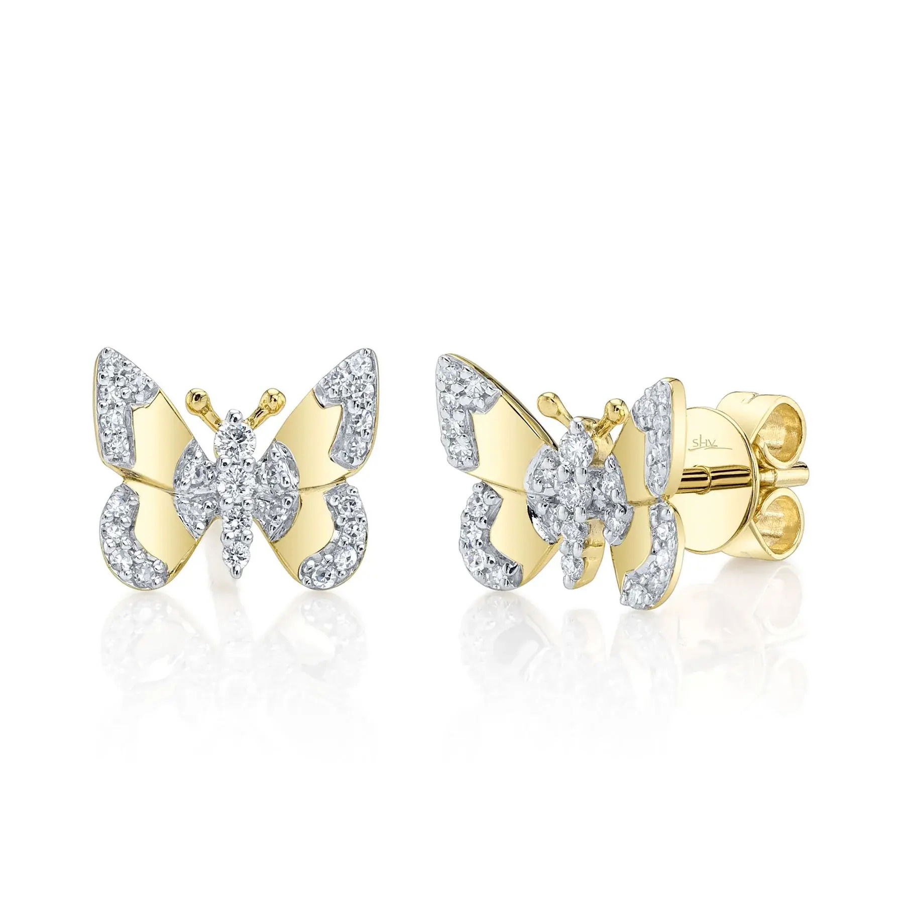 0.18ct 14KY Diamond Butterfly Stud Earrings