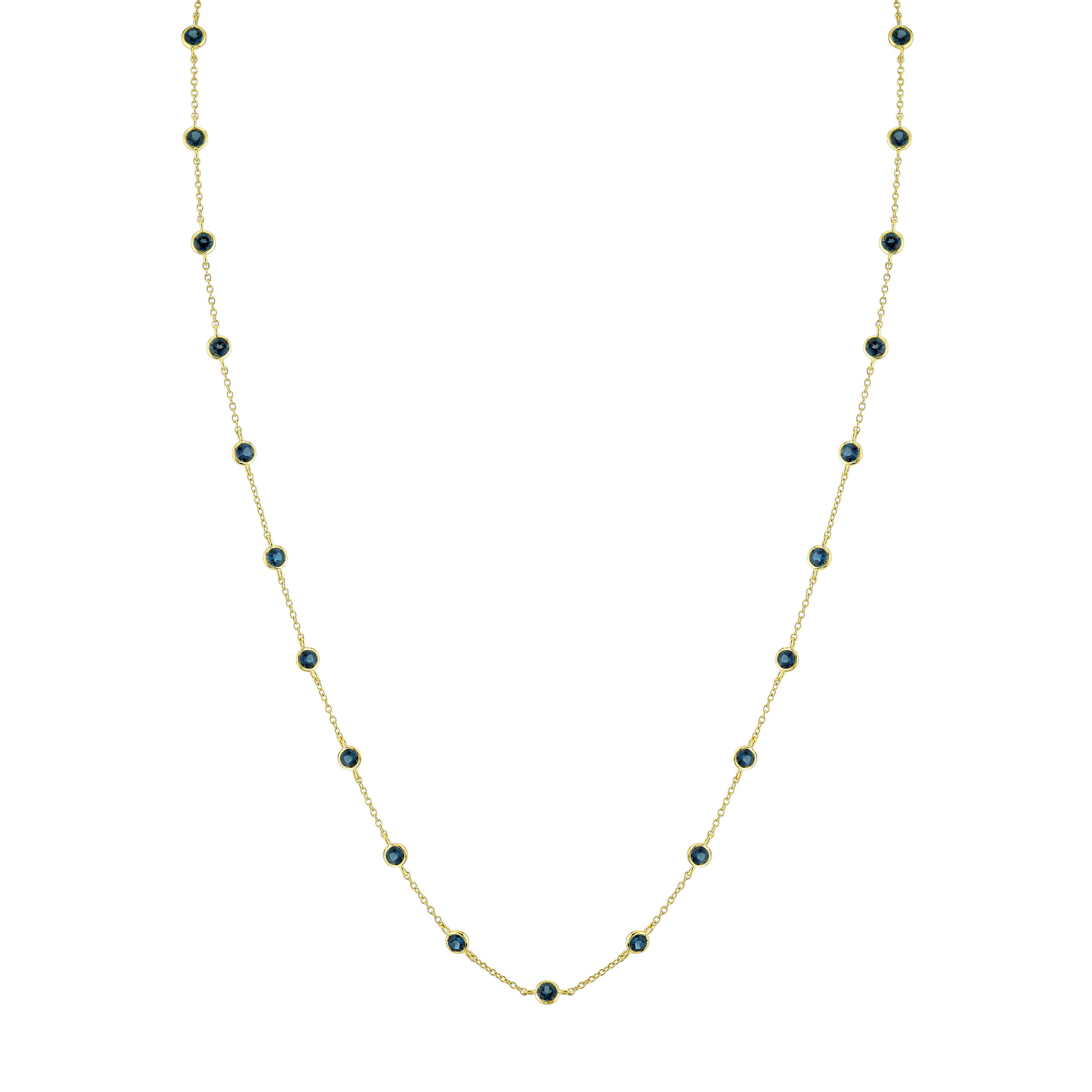 Elevate your everyday elegance with this necklace. The delicate gold chain adds a touch of sophistication, making it perfect for both layering and solo wear. A timeless treasure, this necklace brings a refined pop of color and understated luxury to any ensemble.18k Yellow gold-London blue topaz, 3.00ctsItem# 807-2000392 London Blue Topaz Bezel Chain Necklace