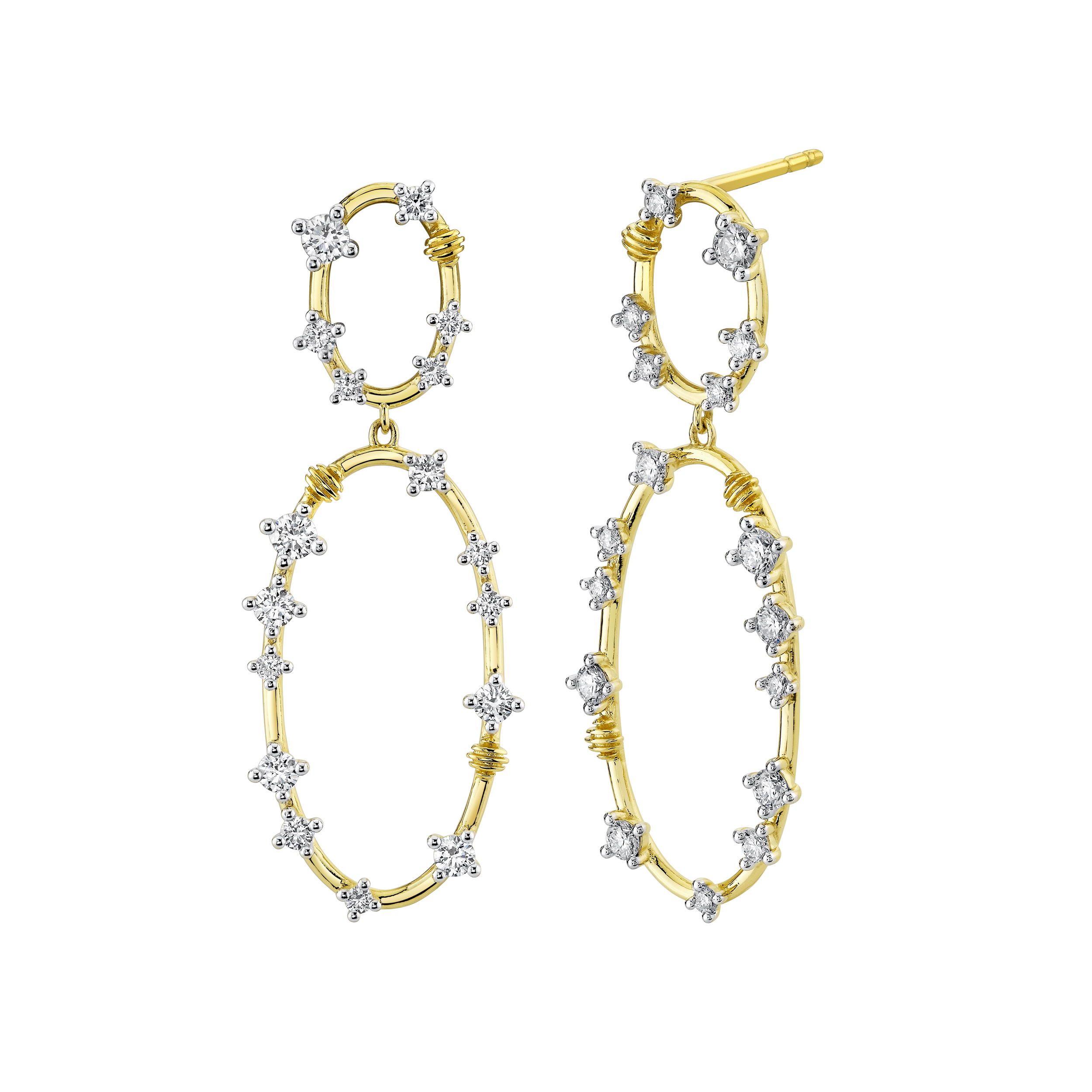 Confetti Diamond Oval Drop Earrings