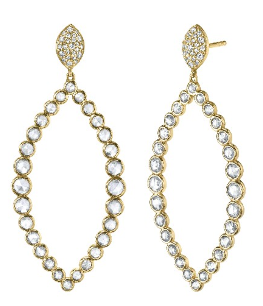 Each earring features a sleek open marquise silhouette, accented with brilliant-cut diamonds that shimmer with every movement. Meticulously designed for elegance and timeless appeal, these earrings effortlessly transition from day to night, making them the perfect addition to any jewelry collection. 18k Yellow gold-Diamonds, 1.87ctsItem# 805-2000551 Open Marquise Diamond Earrings