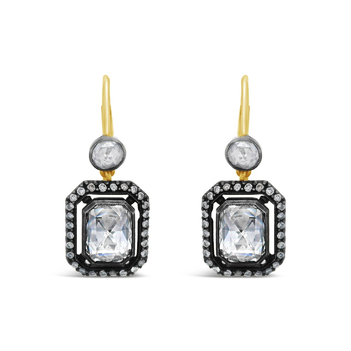 Rose Emerald Cut Diamond Earrings