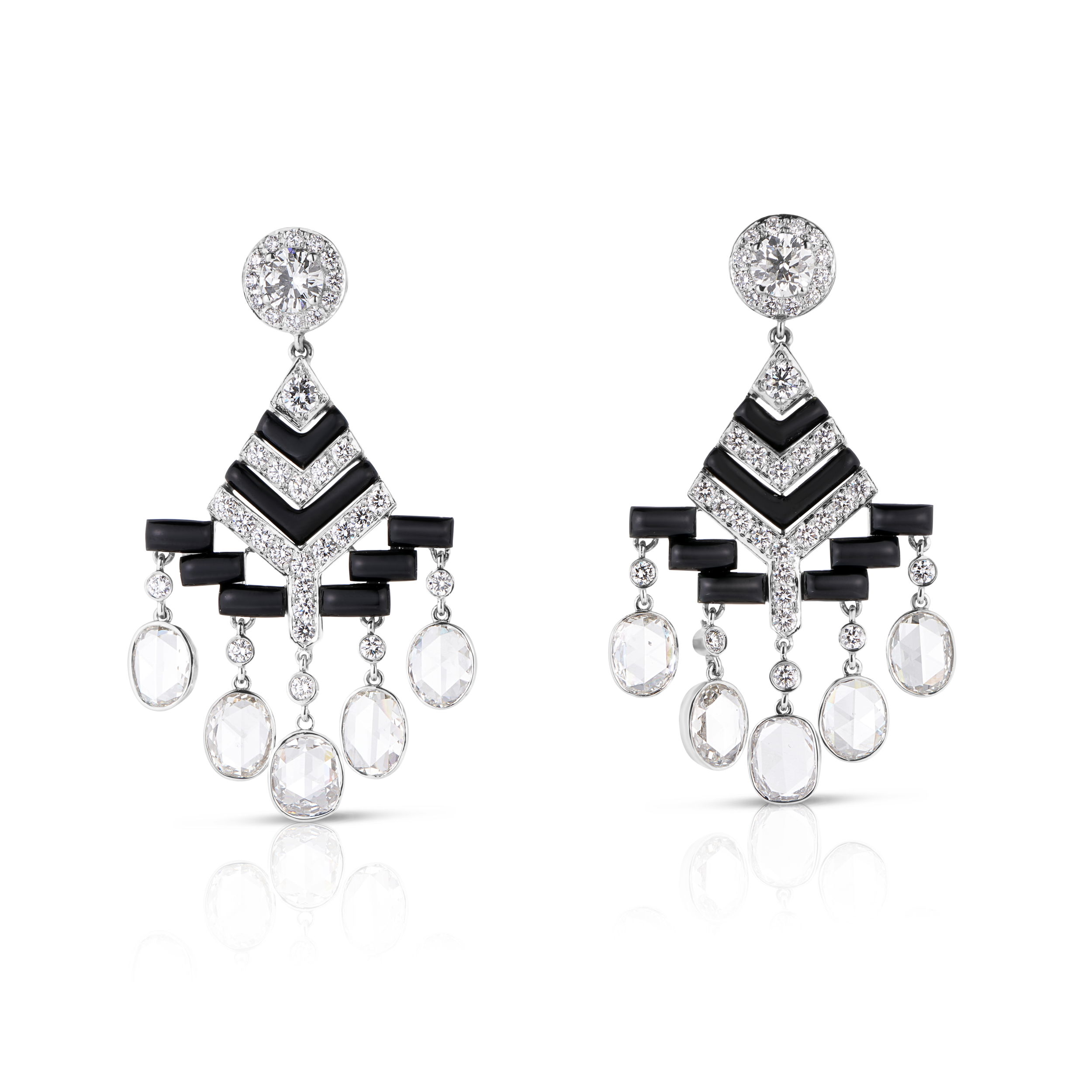 Drape your ears in luxury with these stunning diamond chandelier earrings, meticulously crafted from lustrous platinum. These earrings catch the light with every movement, creating a captivating sparkle and an air of sophisticated glamour. Cicada atelier is located in the heart of the New York City jewelry district on 47th street, where each unique piece is meticulously handcrafted.-Platinum-Diamonds, 6.61ctsItem# 805-2000558 Chandelier Earrings