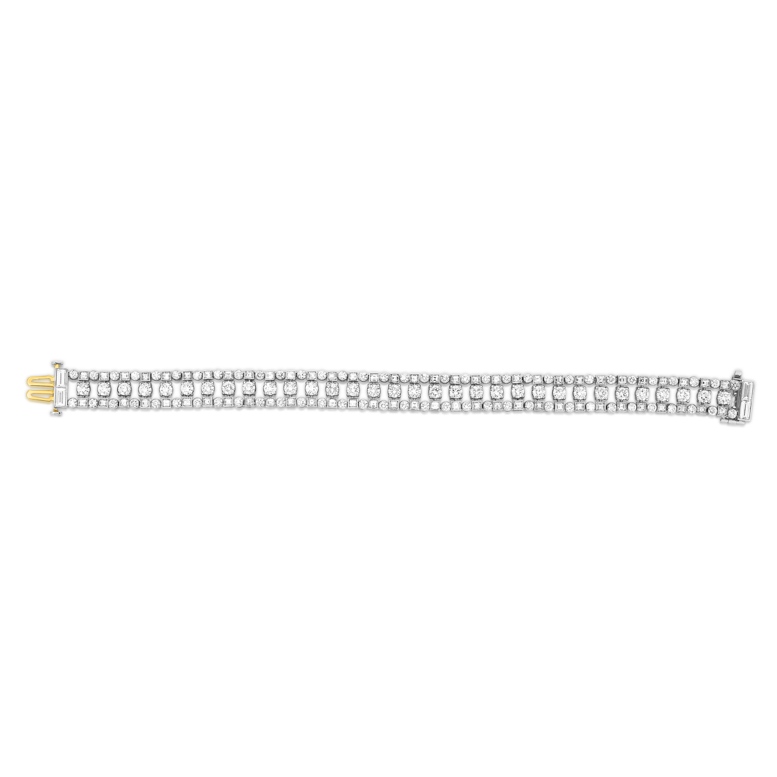 Round and Baguette bracelet - platinum