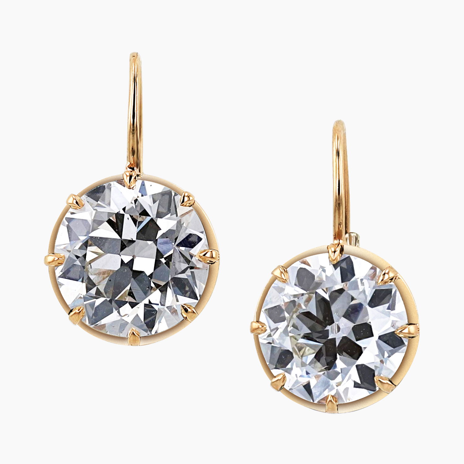 Round Diamond Dangle Earrings