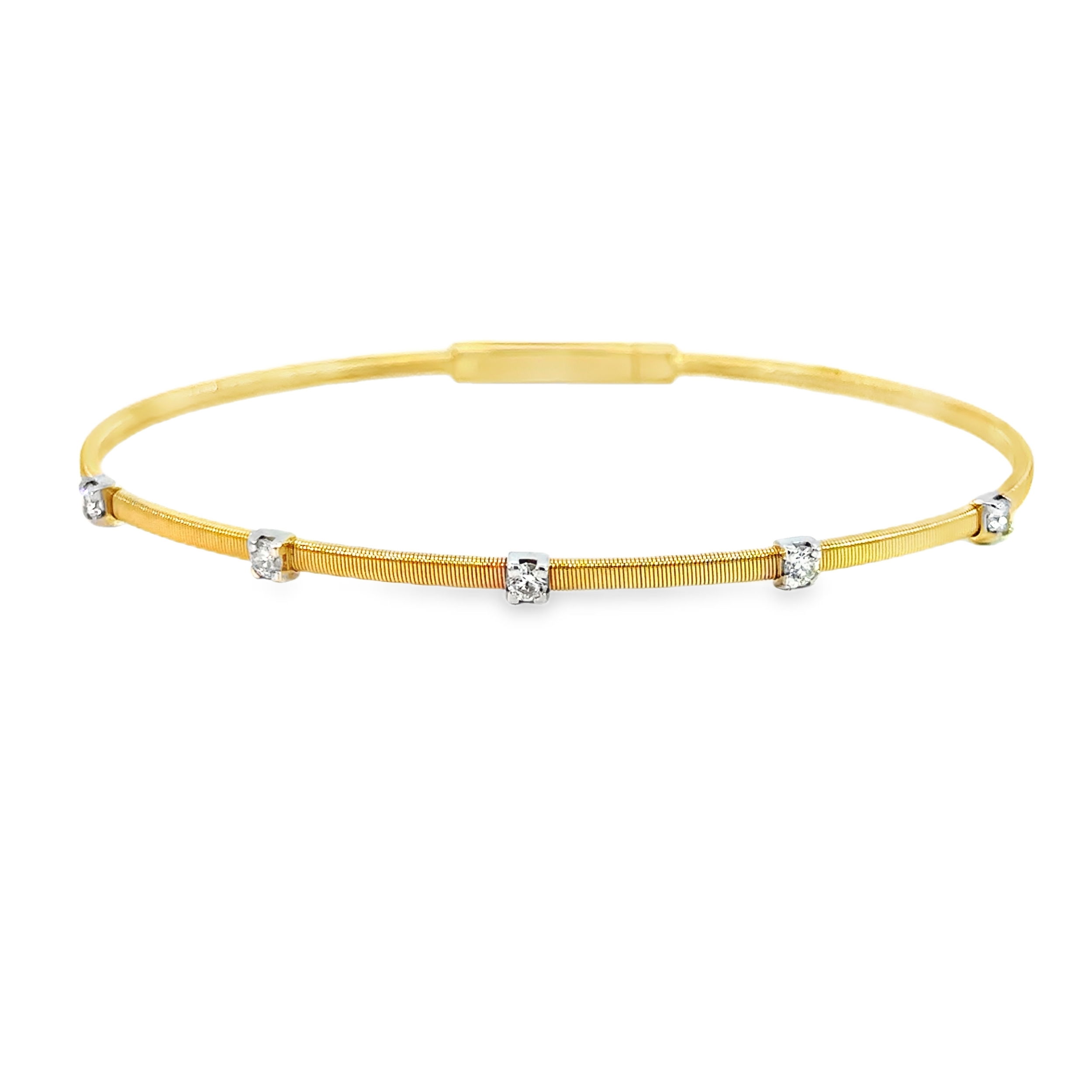 This timeless diamond bangle in 14k white and yellow gold transitions beautifully from day-to-night. If you're looking for a new go-to bracelet, your search is over!14k White and yellow gold-Diamonds, 0.28ctsItem# 808-2000335 Diamond Flex Bangle