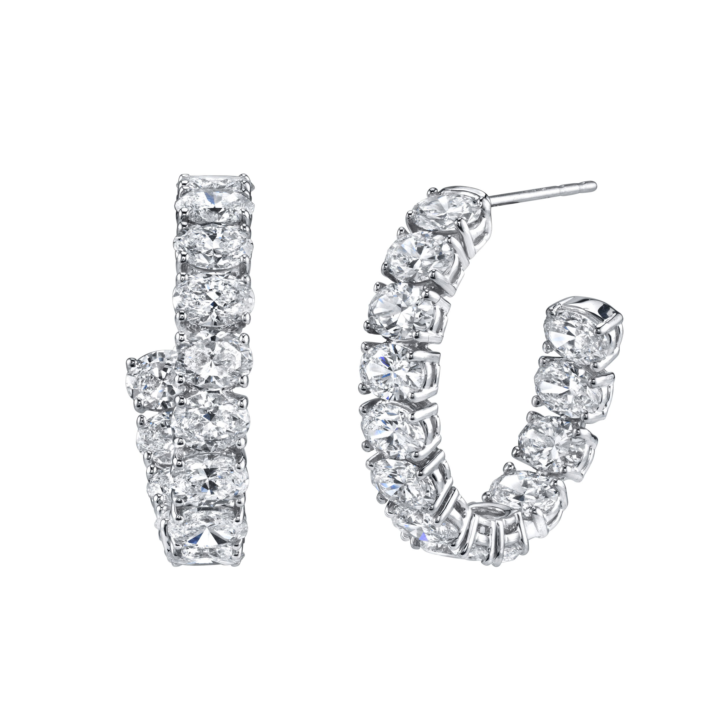Oval Diamond Hoop Earrings
