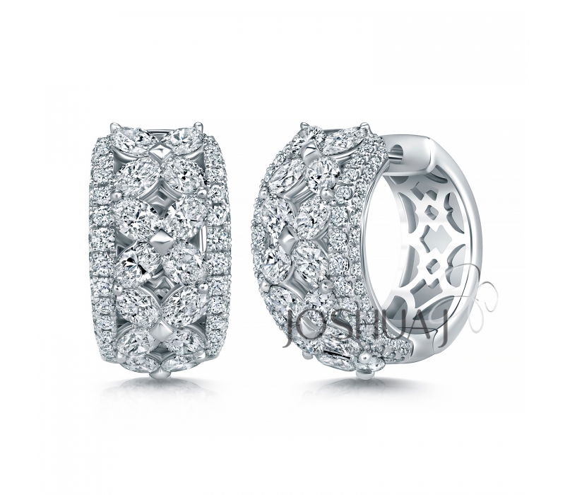 Floral Diamond Hoop Earrings