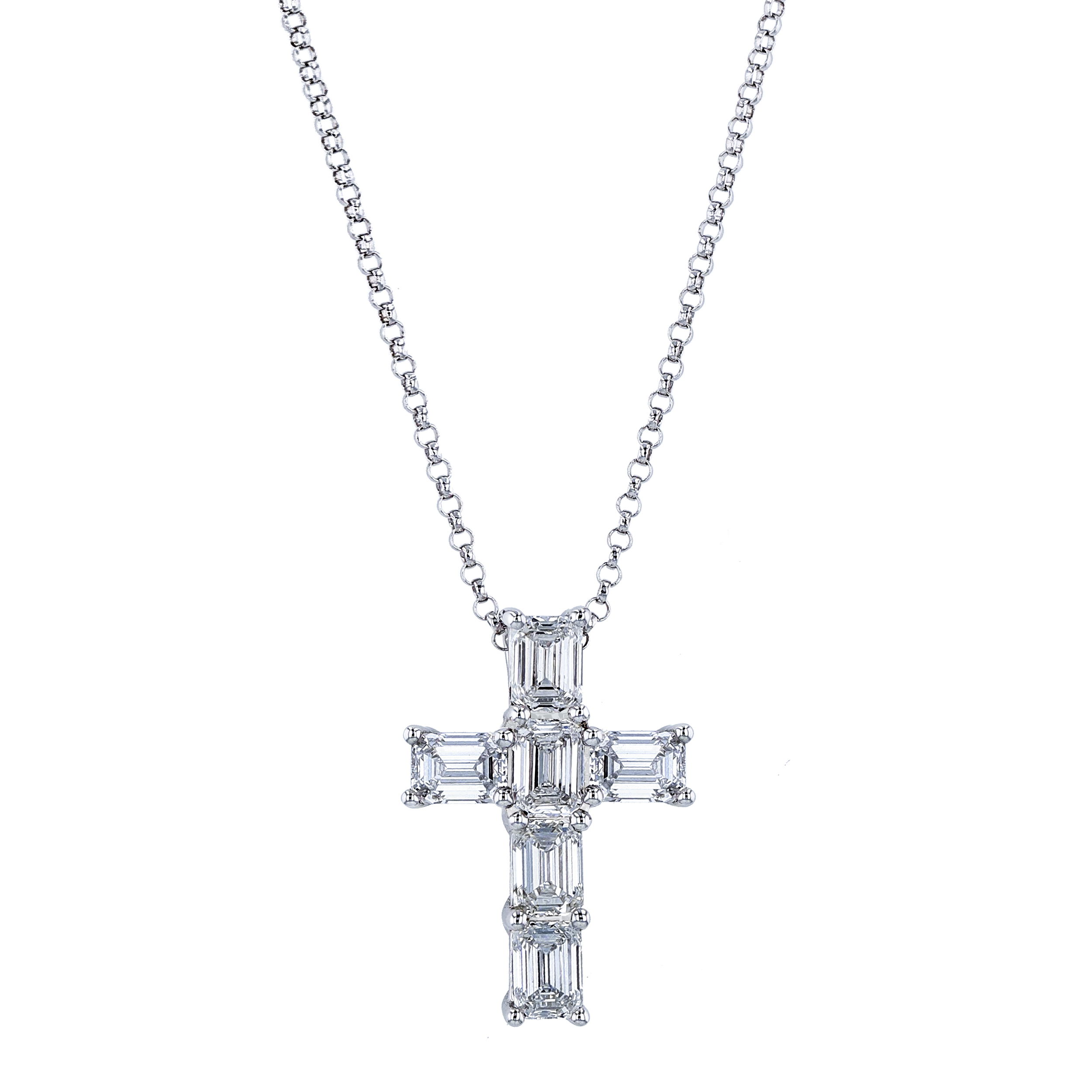 Emerald Cut Cross Necklace