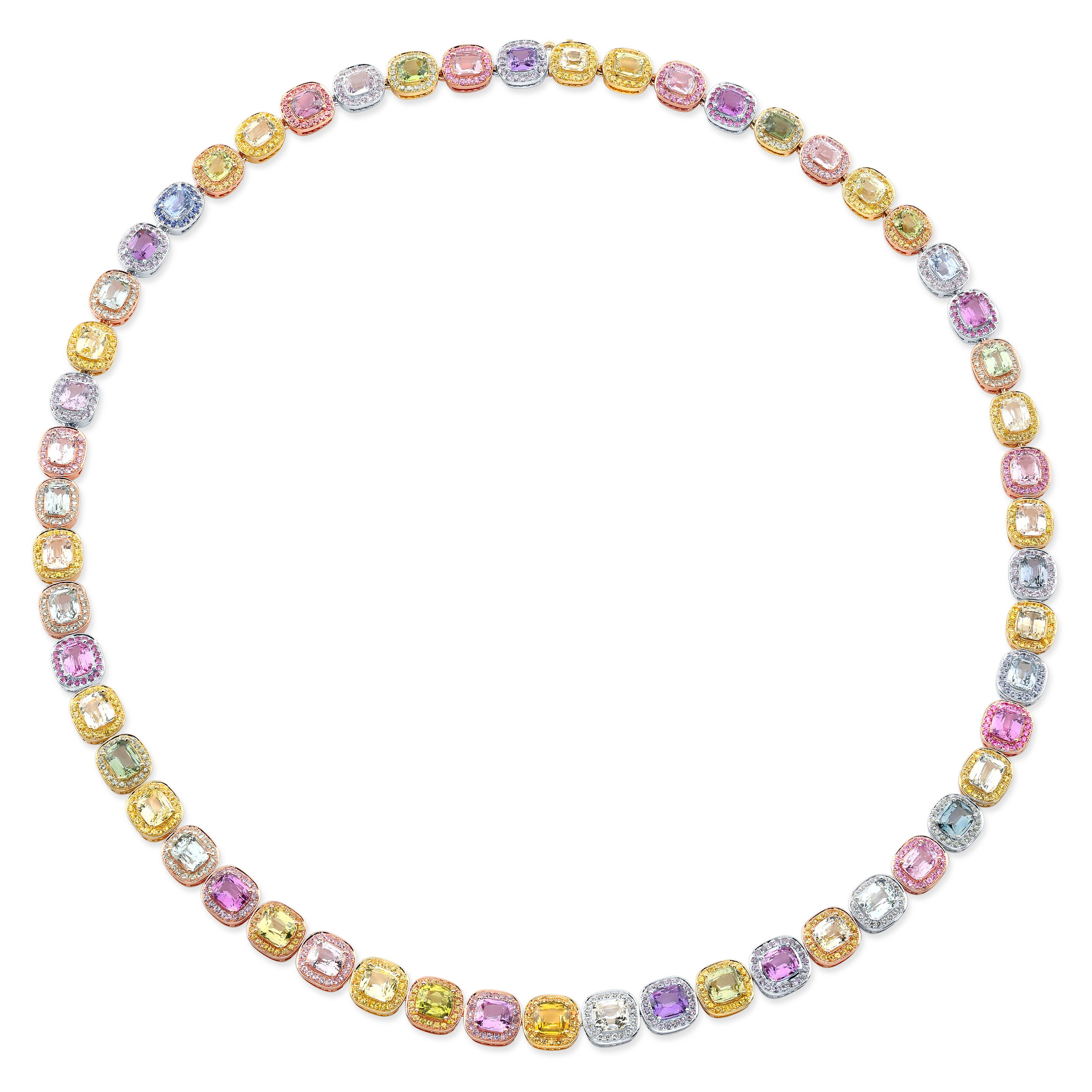 Cushion Multi Color Sapphire Necklace