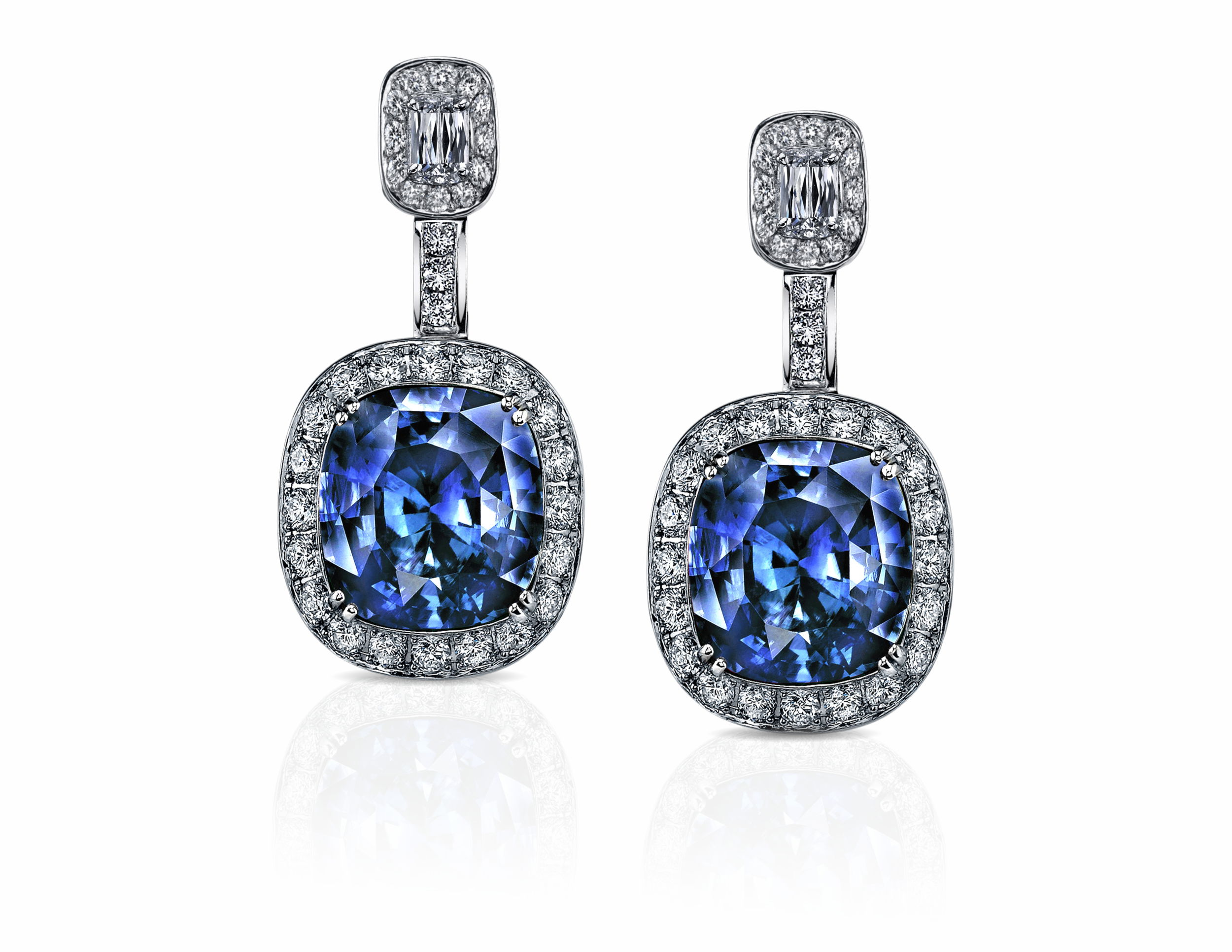 Cushion Blue Sapphire Earrings