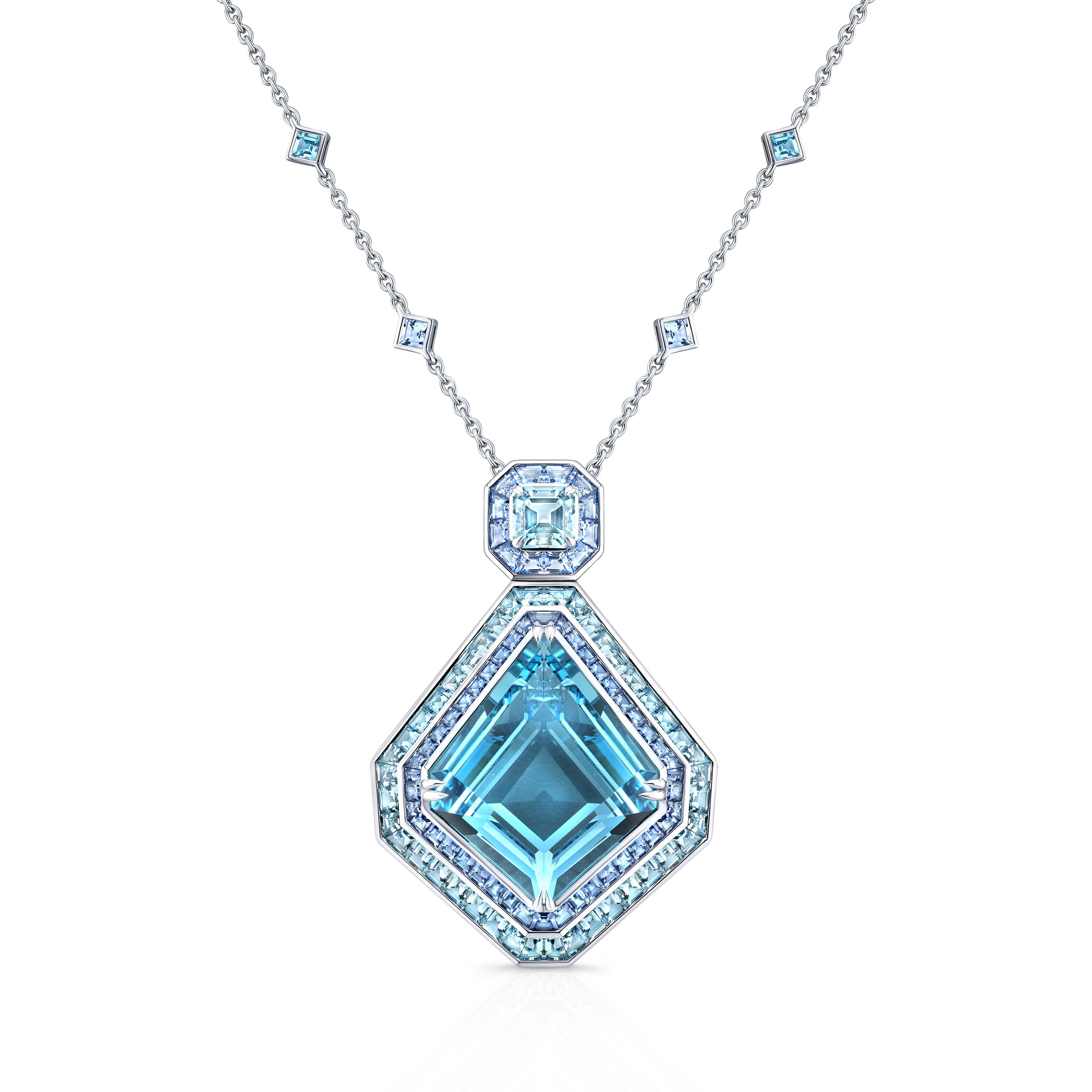 Kite Shaped Aquamarine Masterpiece Necklace