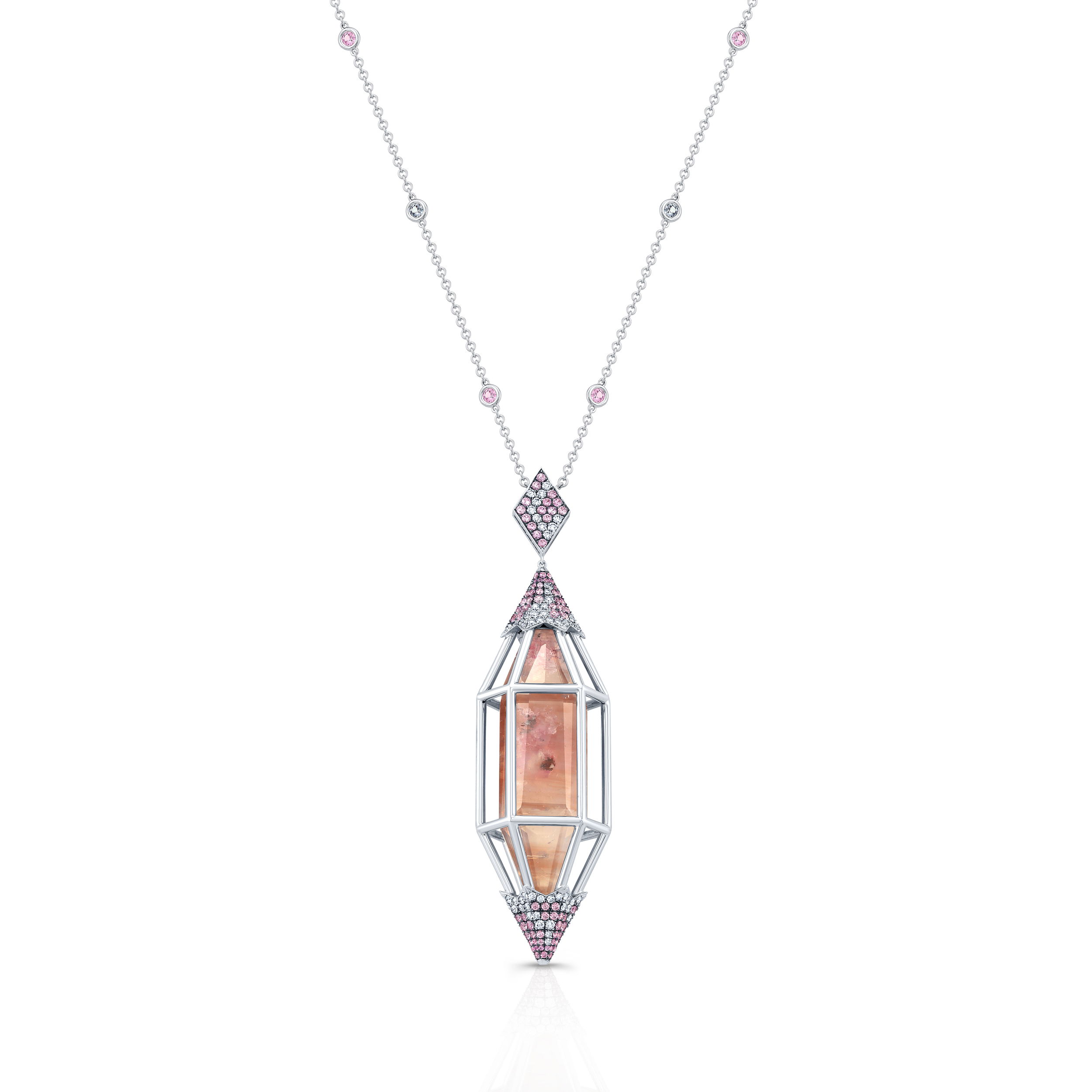 Pink Sapphire Kryptonite Pendant Necklace