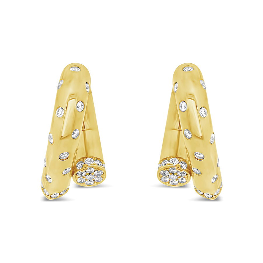 These 18k yellow gold twist earrings combine artistic design with exceptional sparkle. The dynamic shape and dazzling diamonds make these earrings a truly unique and eye-catching addition to your jewelry collection-18k Yellow gold-Diamonds, 2.32ctsItem# 805-2000579 Unique Twist Earrings