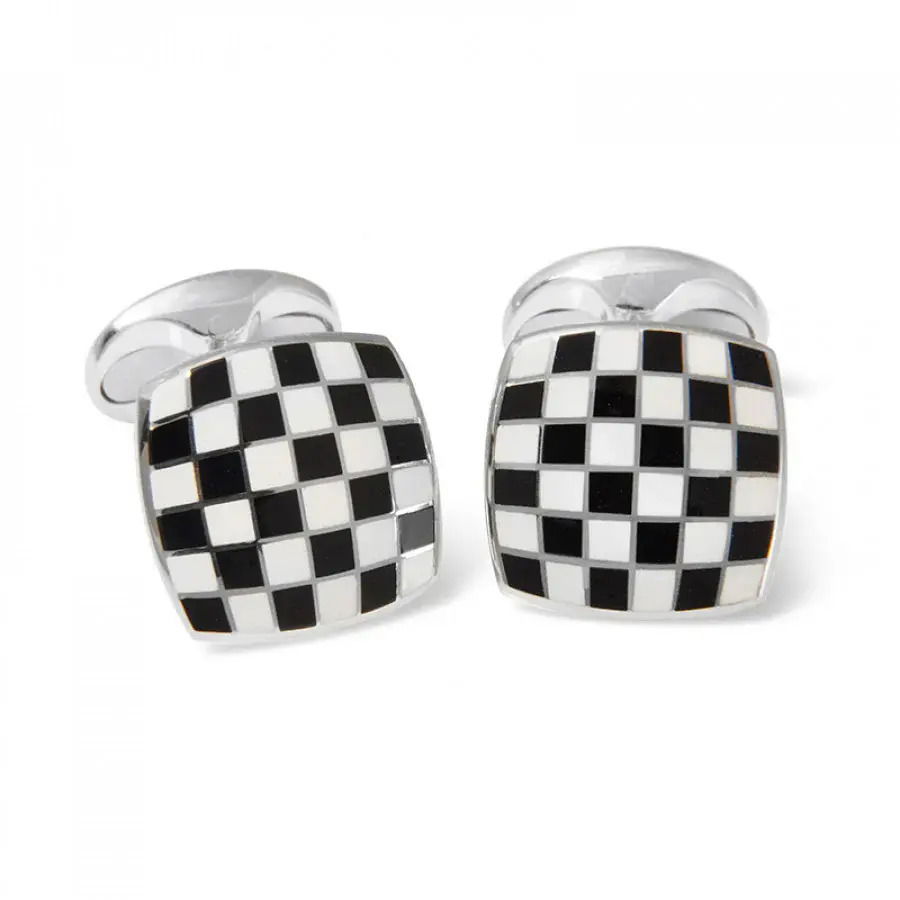 Checkerboard Silver Cufflinks