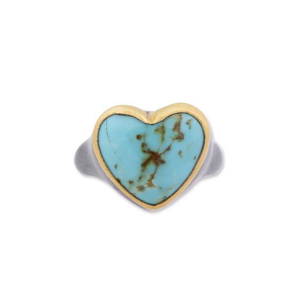 Closeup photo of Turquoise "My Love" Heart Ring