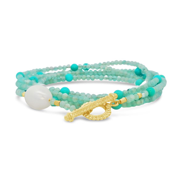 Closeup photo of Turquoise and Amazonite Convertible Wrap Bracelet