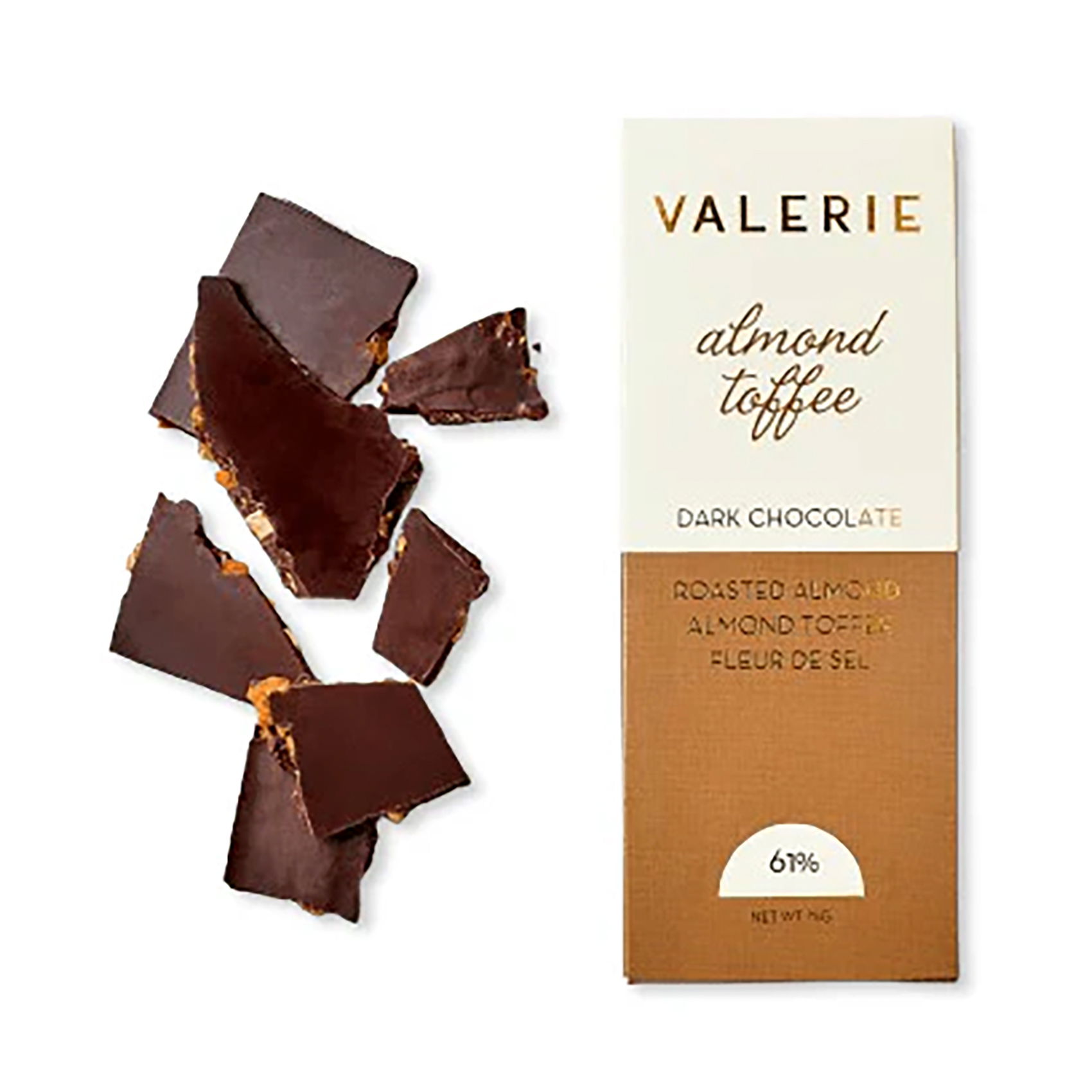 Almond Toffee 61% Chocolate Bar