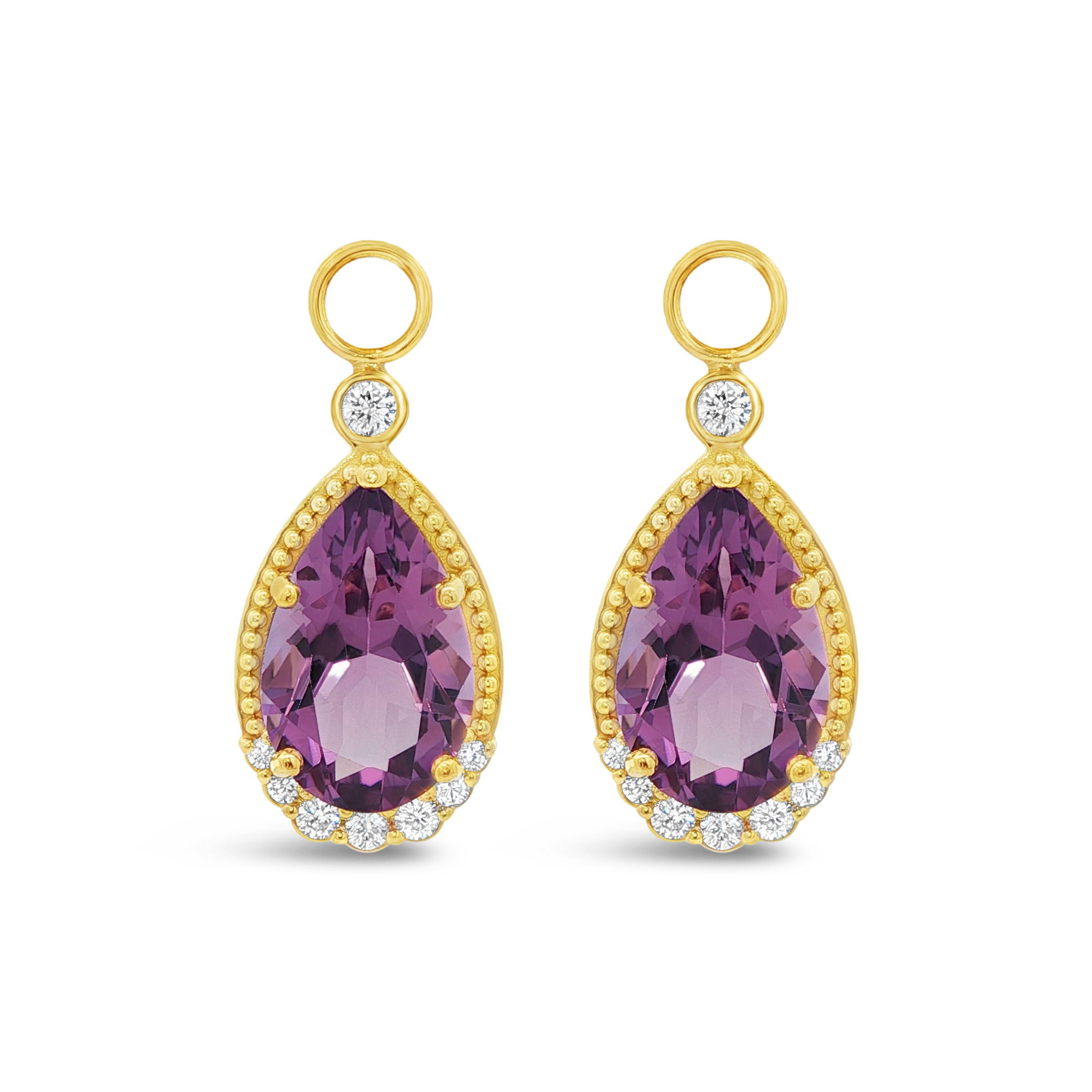 Pear Drop Charms in Amethyst