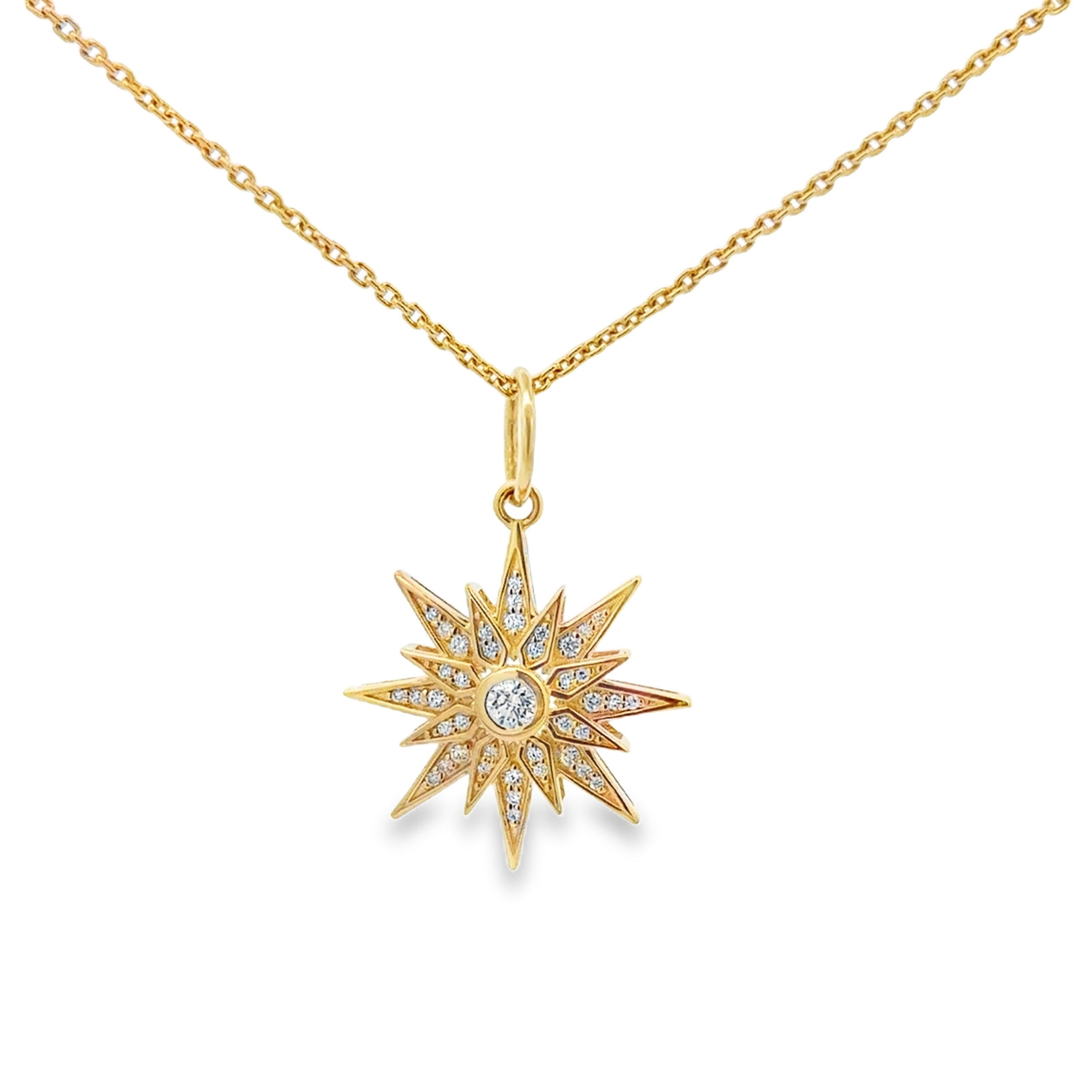 14KY and Diamond Sunburst Pendant