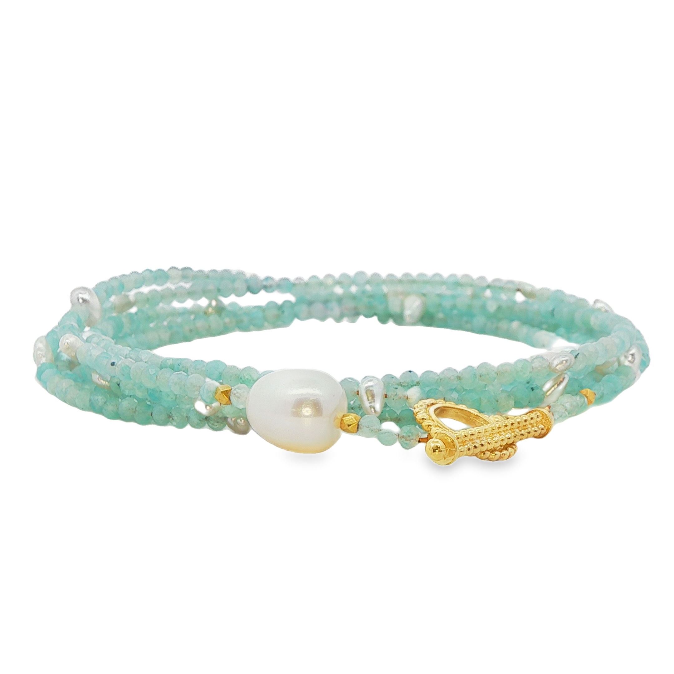 Amazonite and Pearl Convertible Wrap Bracelet