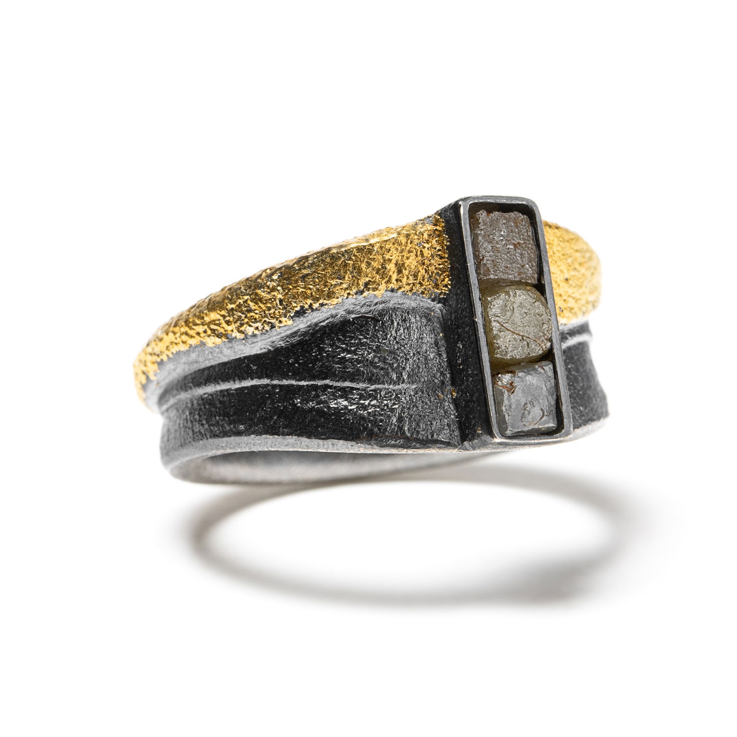 3 Stack Rough Diamond Ring