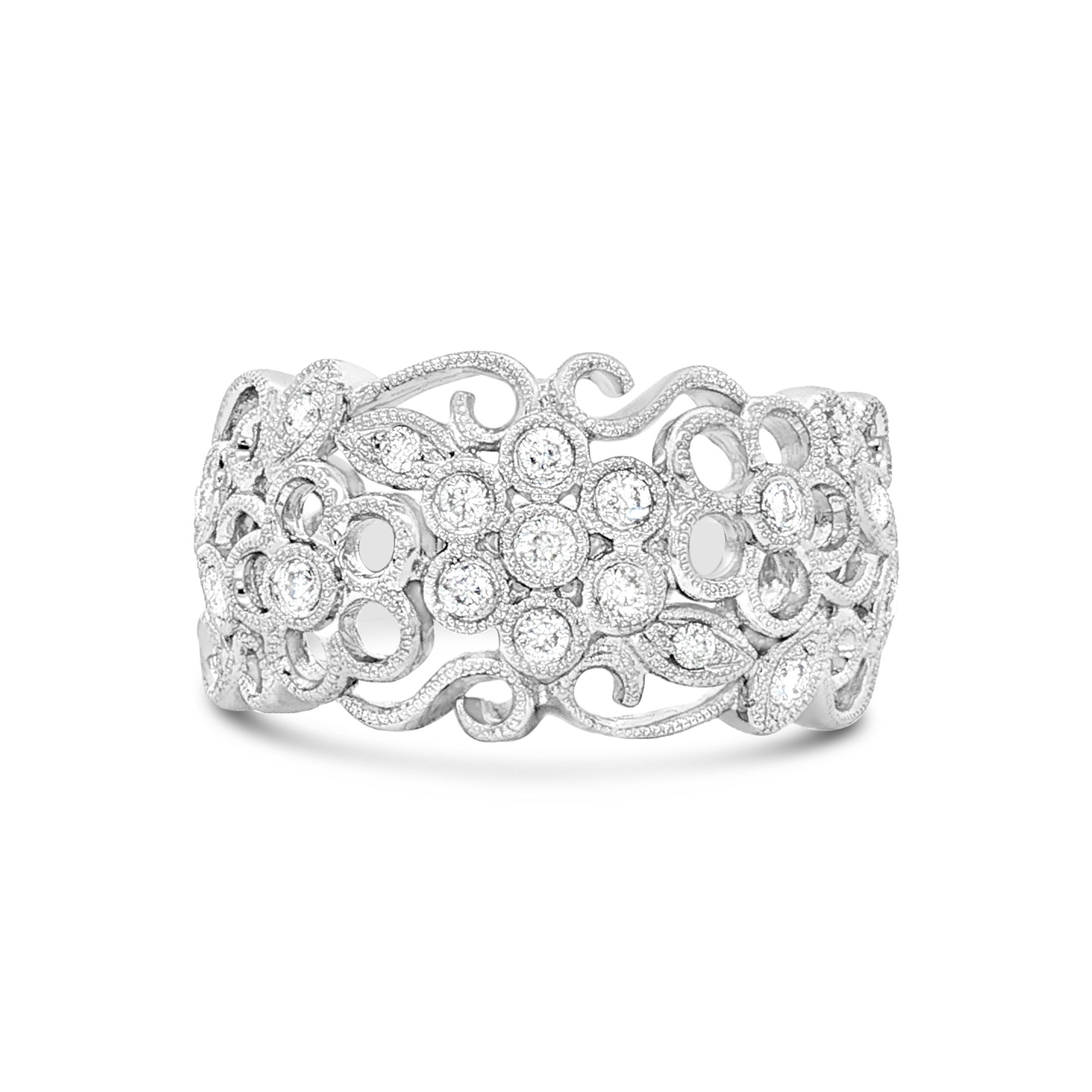 Diamond Floral Filigree Band