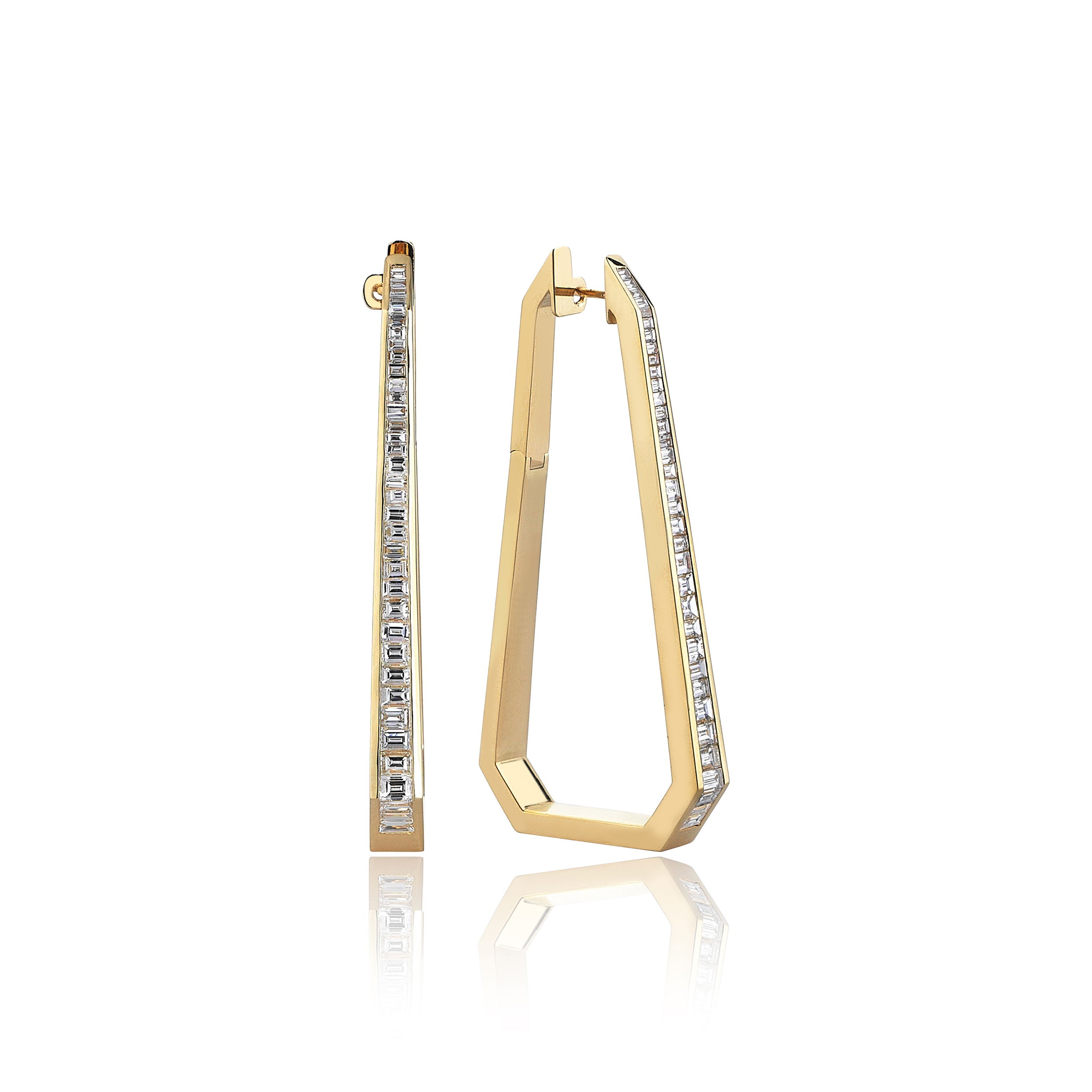 Baguette Diamond Hoops