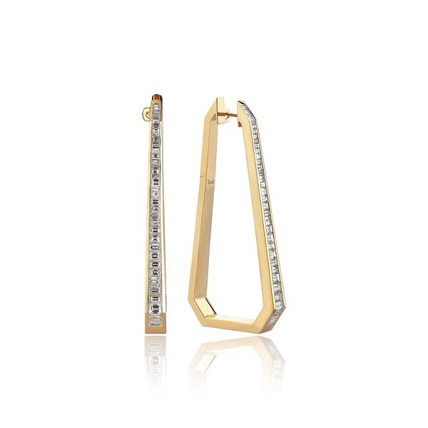 Closeup photo of Baguette Diamond Hoops