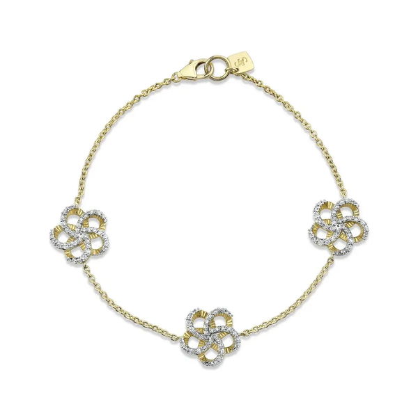 Closeup photo of Diamond Triple Flower Chain Bracelet