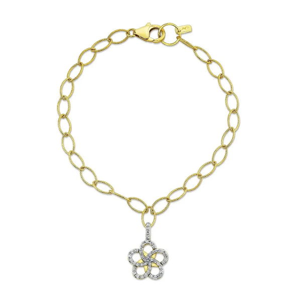 Closeup photo of Diamond Flower Charm Bracelet