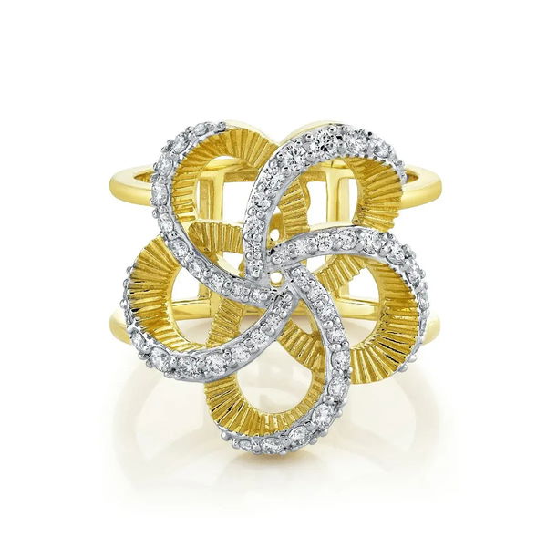 Closeup photo of Diamond and Strie Flower Ring
